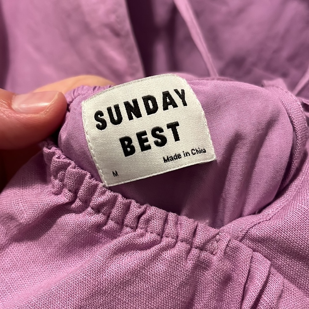 NWOT Sunday Best Saida Dress Babydoll Tie Back Dress Size Medium Pink - Picture 7 of 11